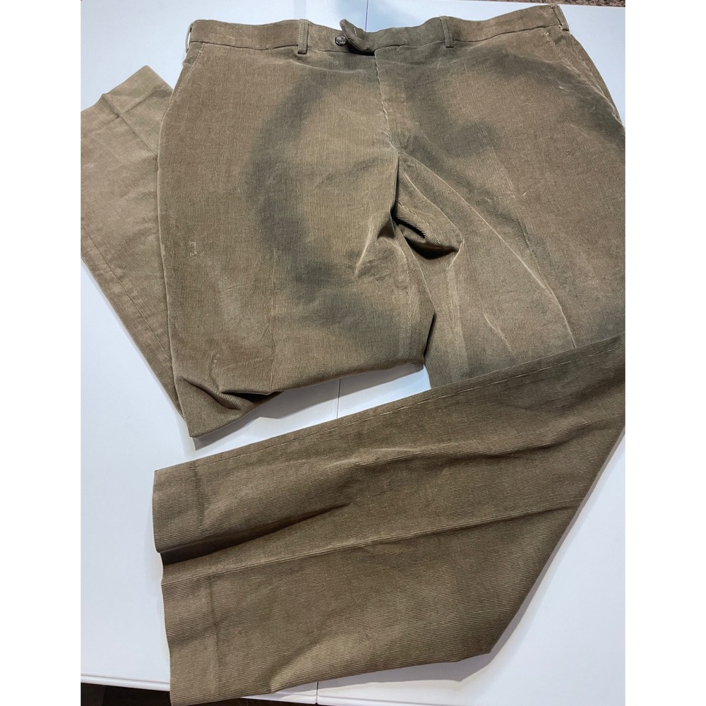 Lauren Ralph Lauren Mens Corduroy Pants Olive Brown Stretch Straight 40W x 30L